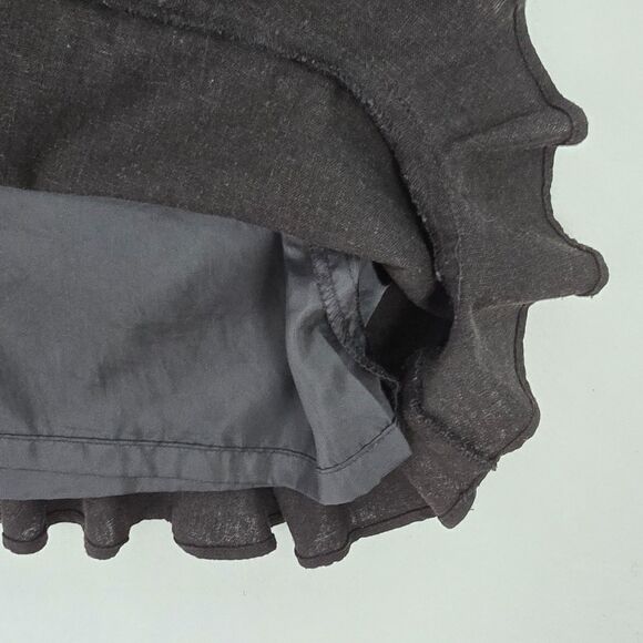 Mary McFadden Collection Womens 12 Black Linen Blend Ruffle Neck Sheath Dress - Picture 9 of 14